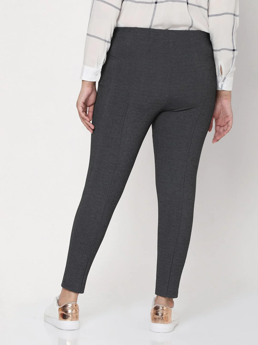 Curve Grey Mid Rise Leggings - Image 4