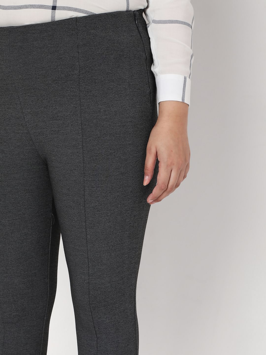 Curve Grey Mid Rise Leggings - Image 5