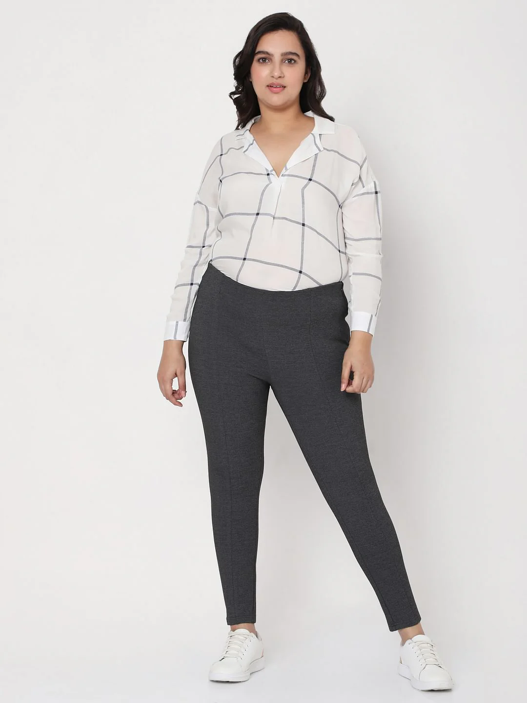 Curve Grey Mid Rise Leggings - Image 6