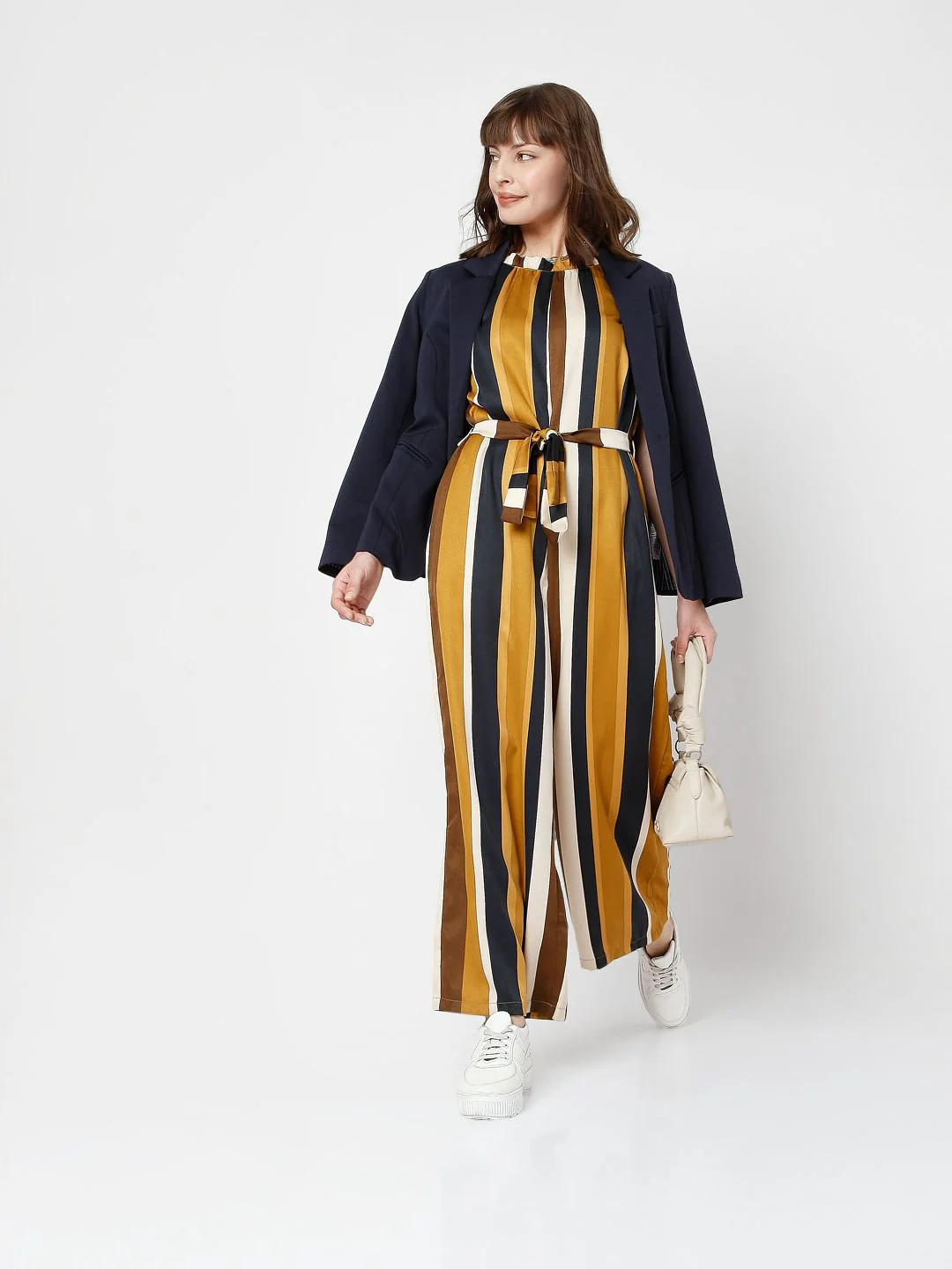 Brown Striped Jumpsuit