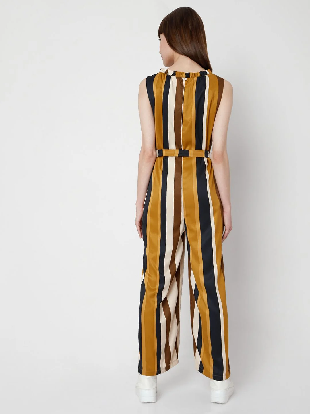 Brown Striped Jumpsuit - Image 4