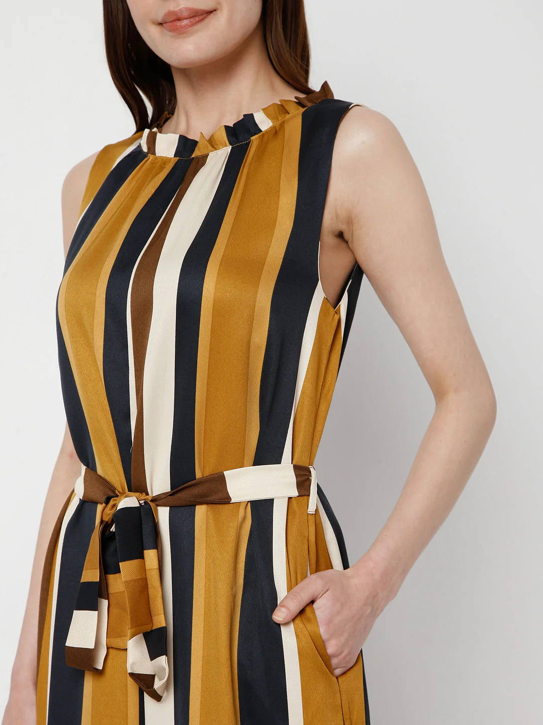 Brown Striped Jumpsuit - Image 5
