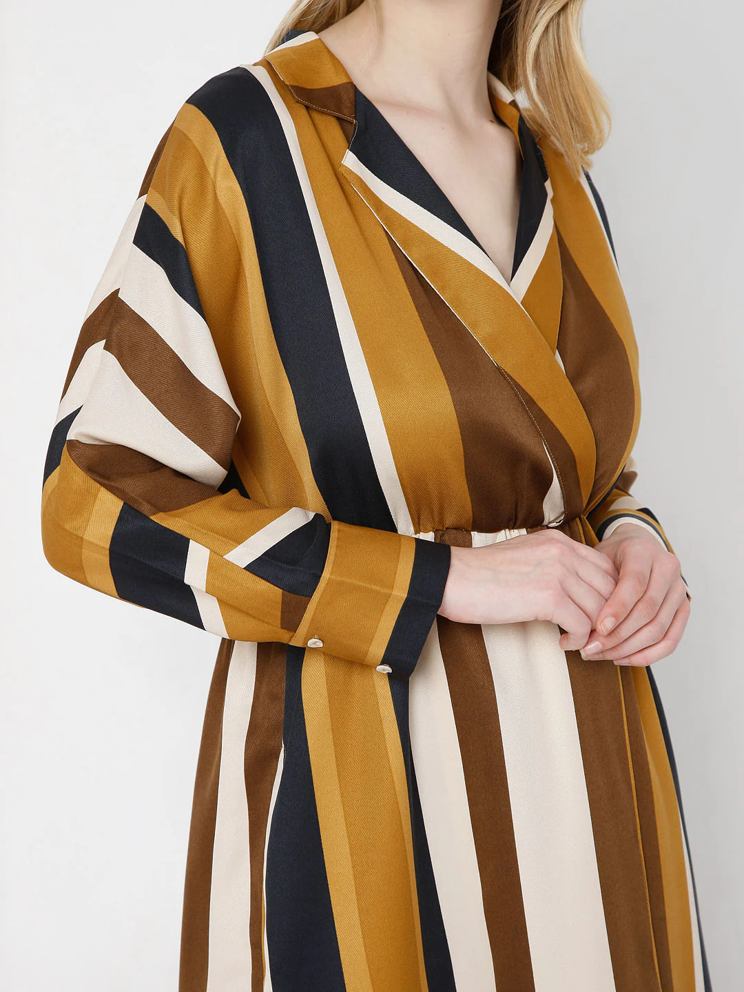 Brown Striped Fit & Flare Dress - Image 6