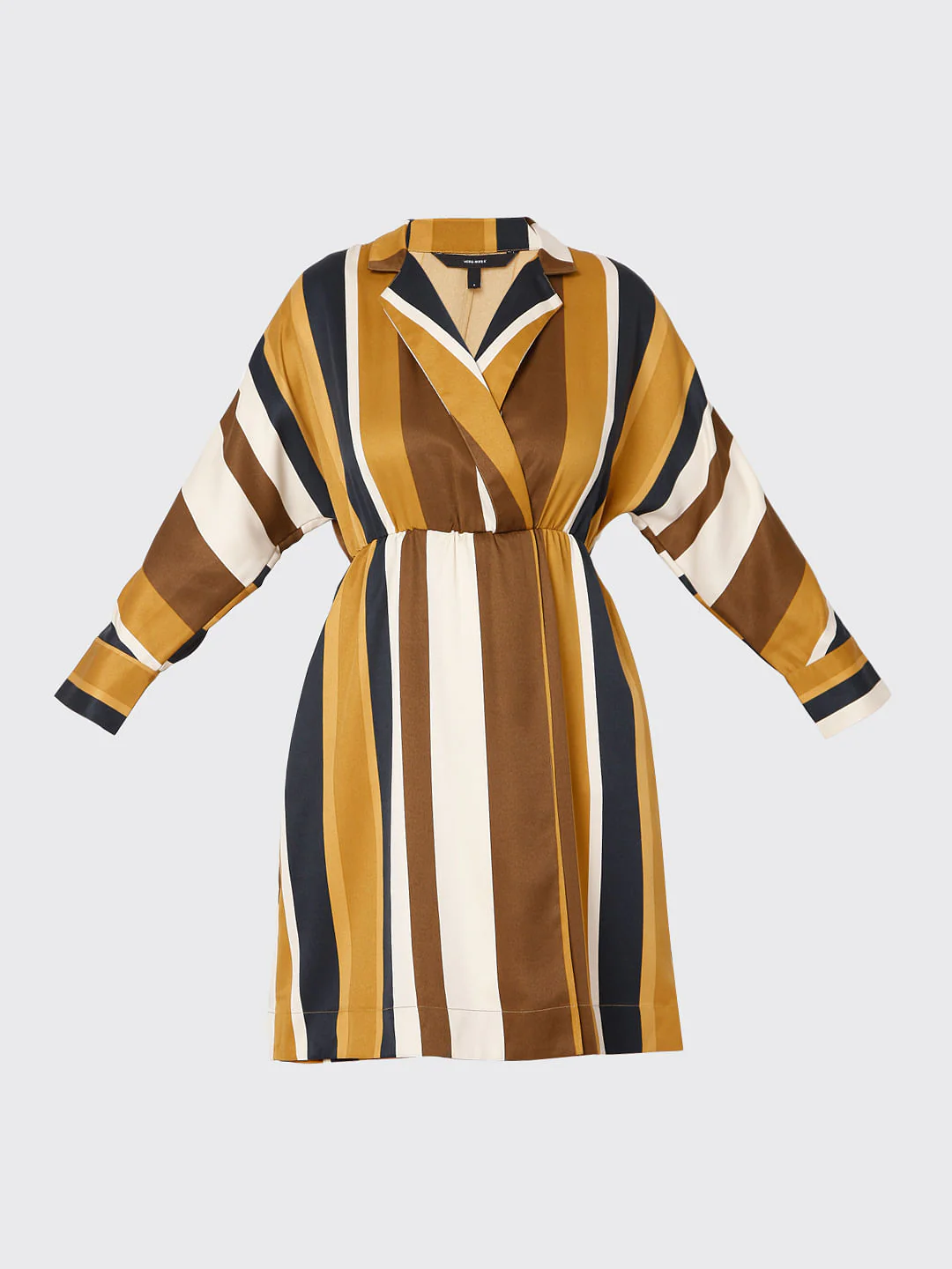 Brown Striped Fit & Flare Dress - Image 7