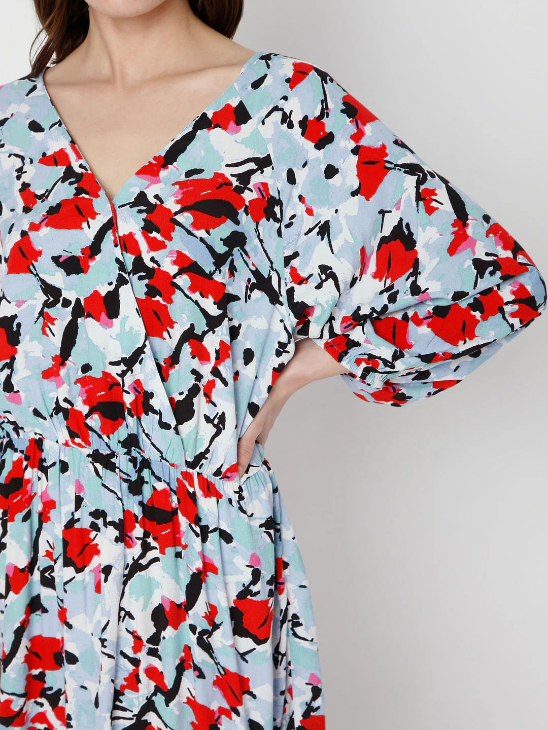 Blue Abstract Print Fit & Flare Dress - Image 5