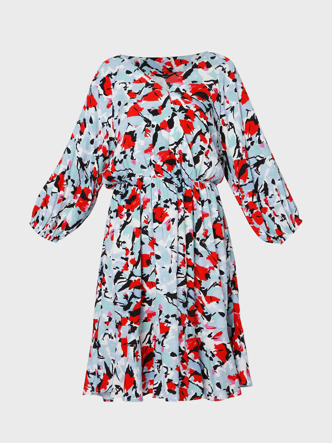Blue Abstract Print Fit & Flare Dress - Image 6