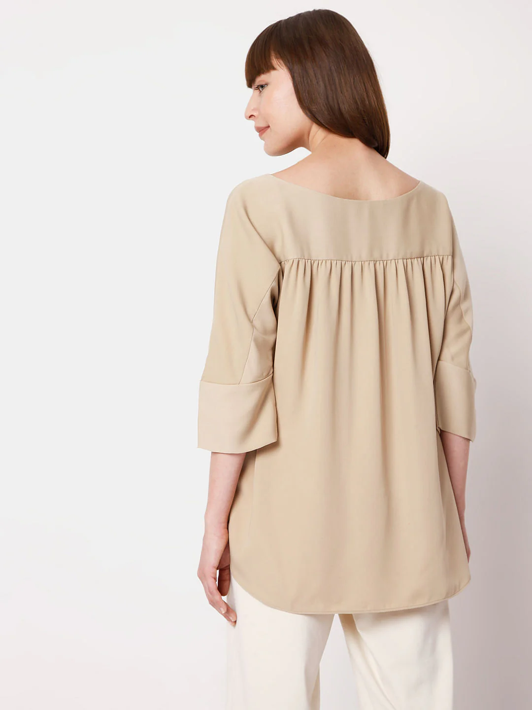 Beige Boat Neck Top - Image 4