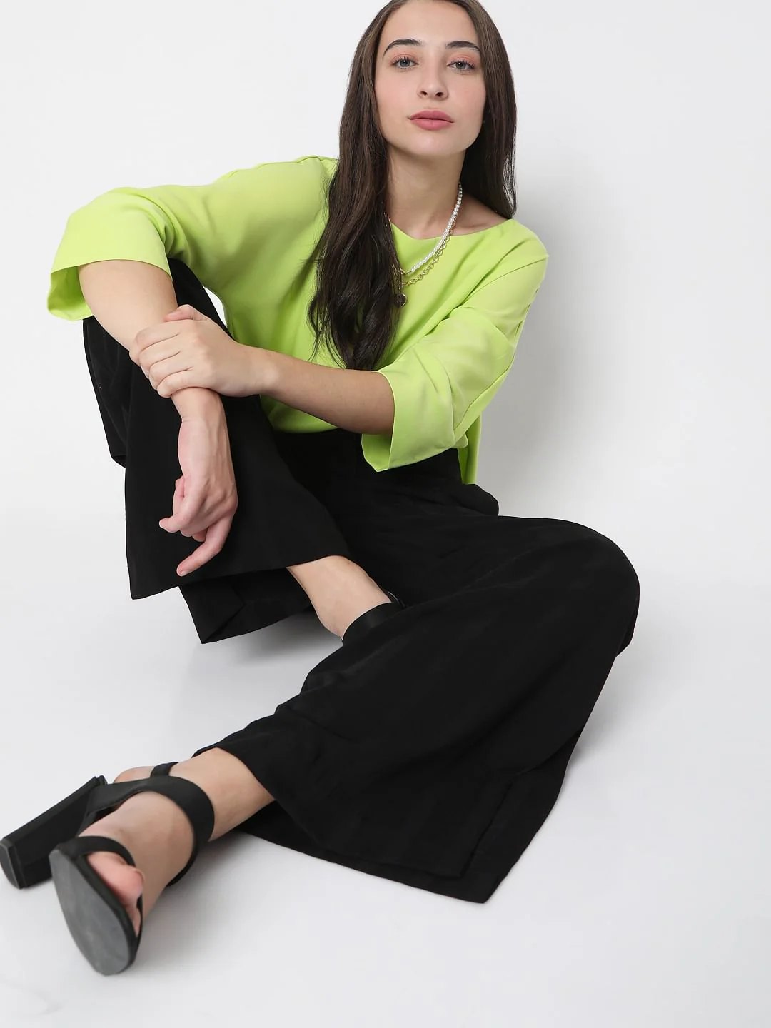 Green Boat Neck Top