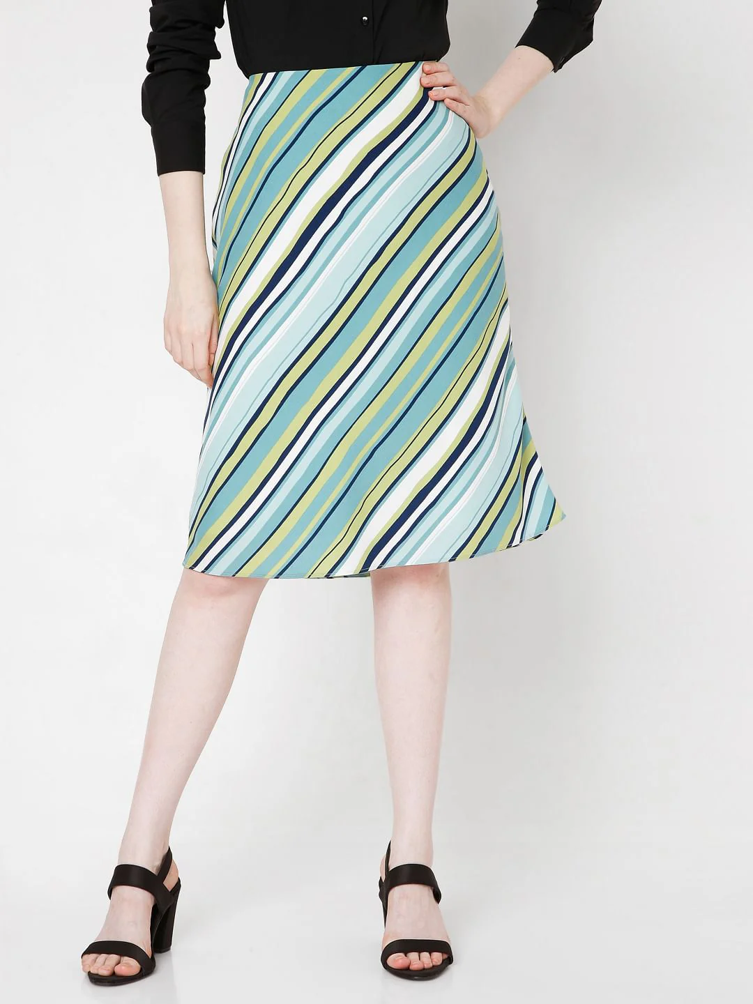 Green Striped A-Line Co-Ord Set Skirt - Image 2