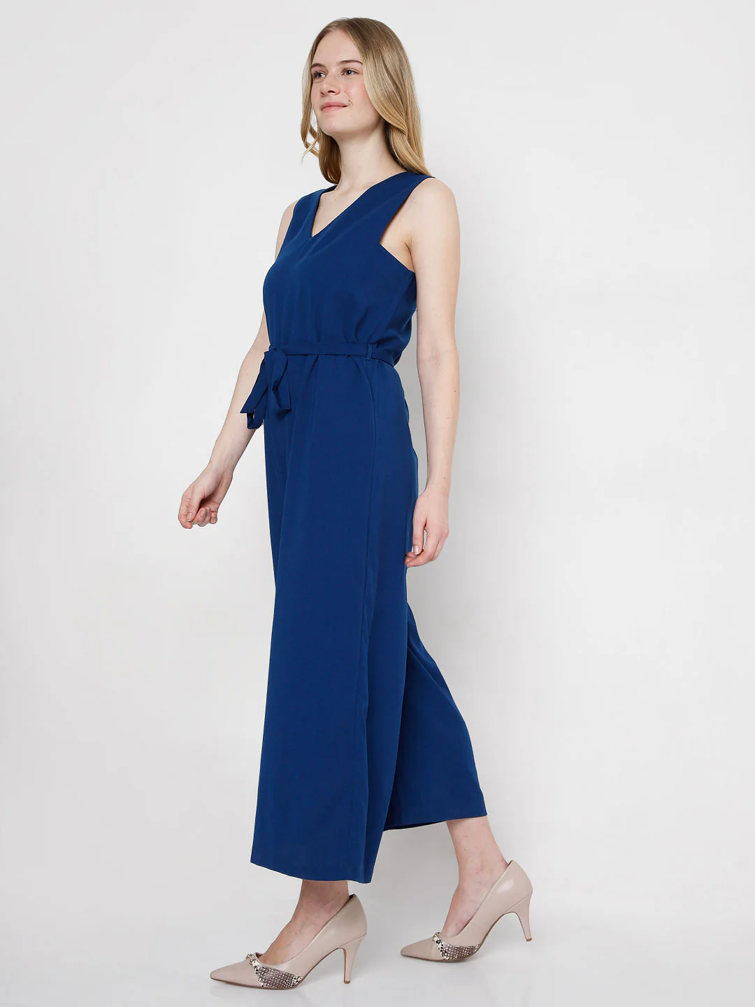 Blue Waist Tie-Up Jumpsuit - Image 3