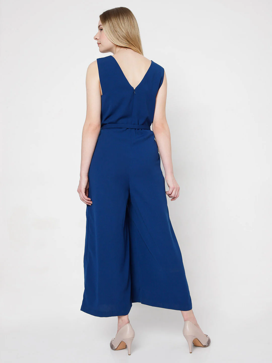 Blue Waist Tie-Up Jumpsuit - Image 4
