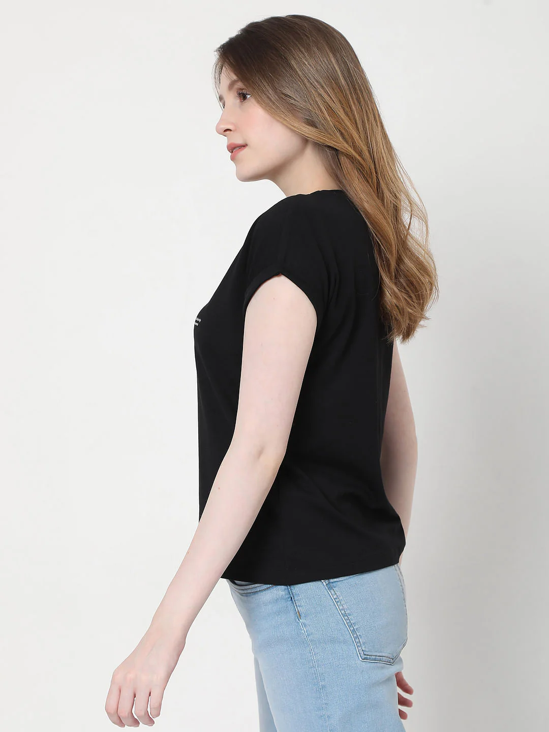 Black Slogan Print T-Shirt - Image 3