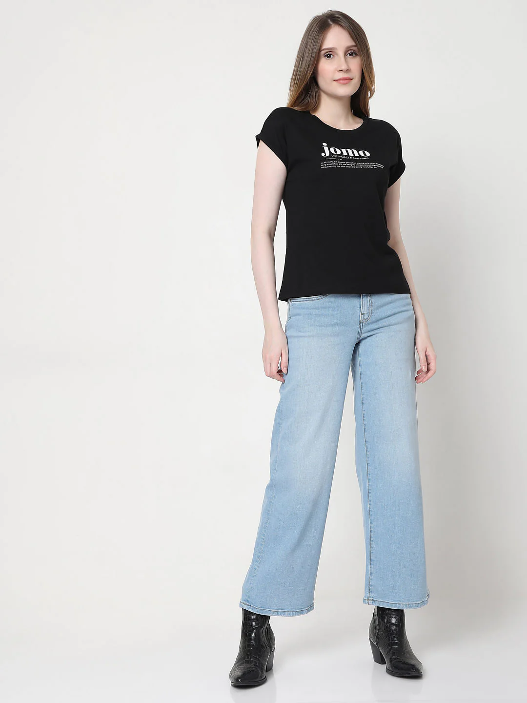 Black Slogan Print T-Shirt - Image 5