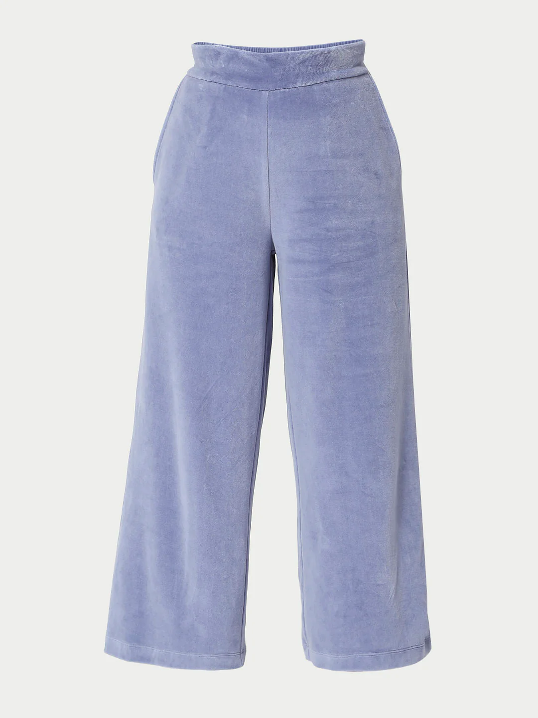 Blue High Rise Velvet Co-Ord Pants - Image 7