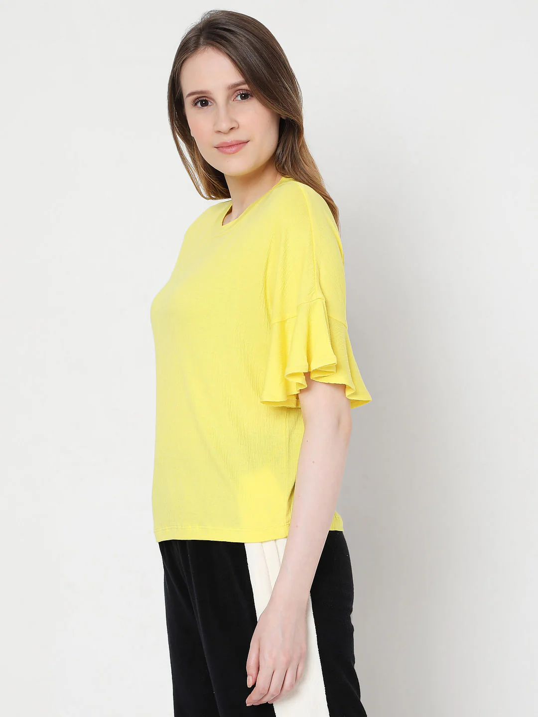 Yellow Frill Sleeves Top - Image 3