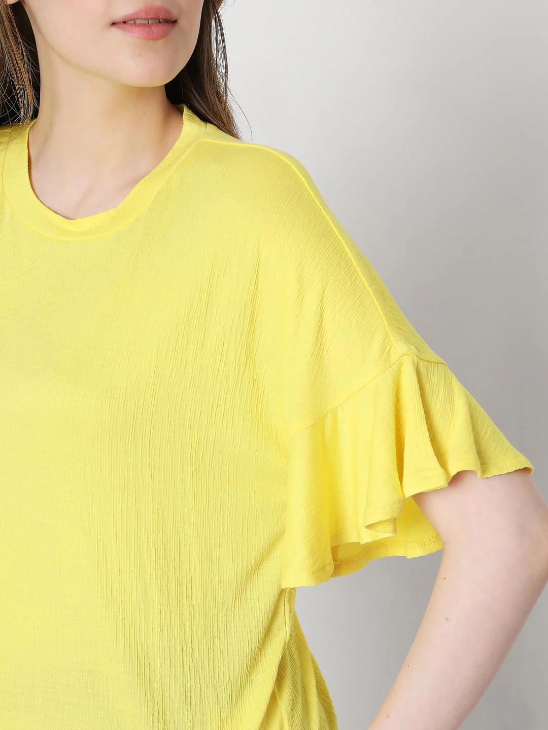 Yellow Frill Sleeves Top - Image 6