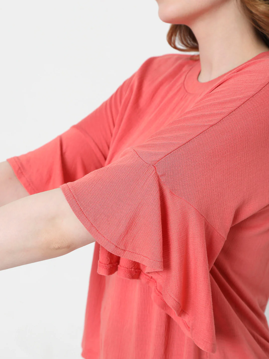 Coral Flared Sleeves Top - Image 5