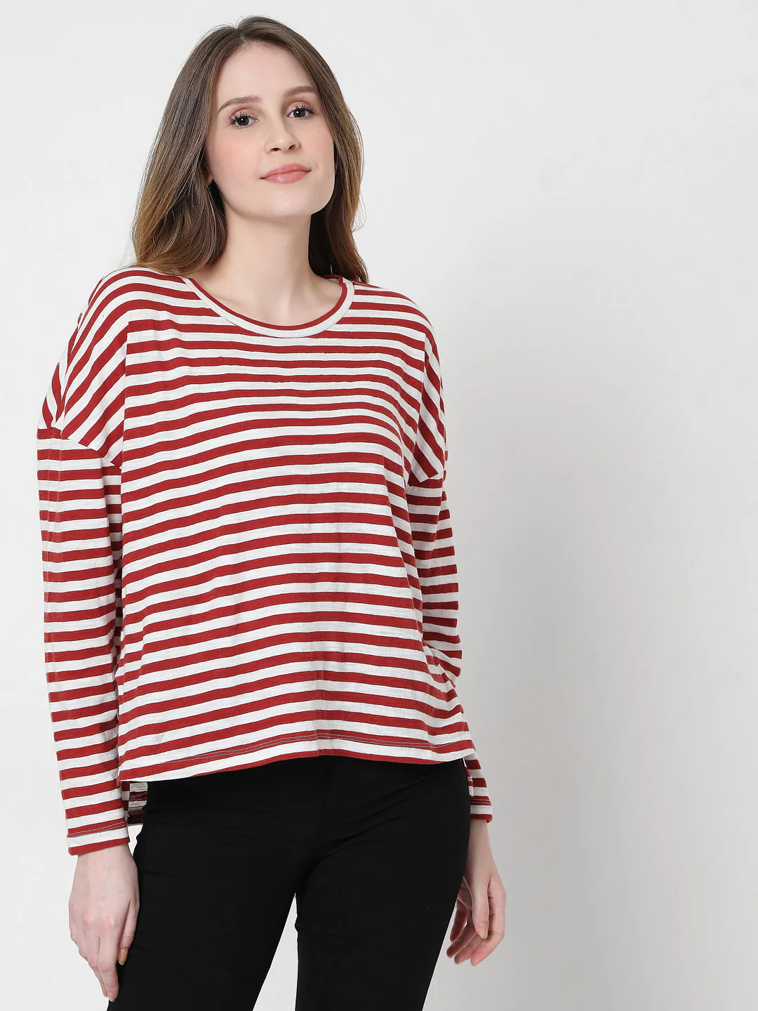 Red Oversized Striped T-Shirt - Image 2