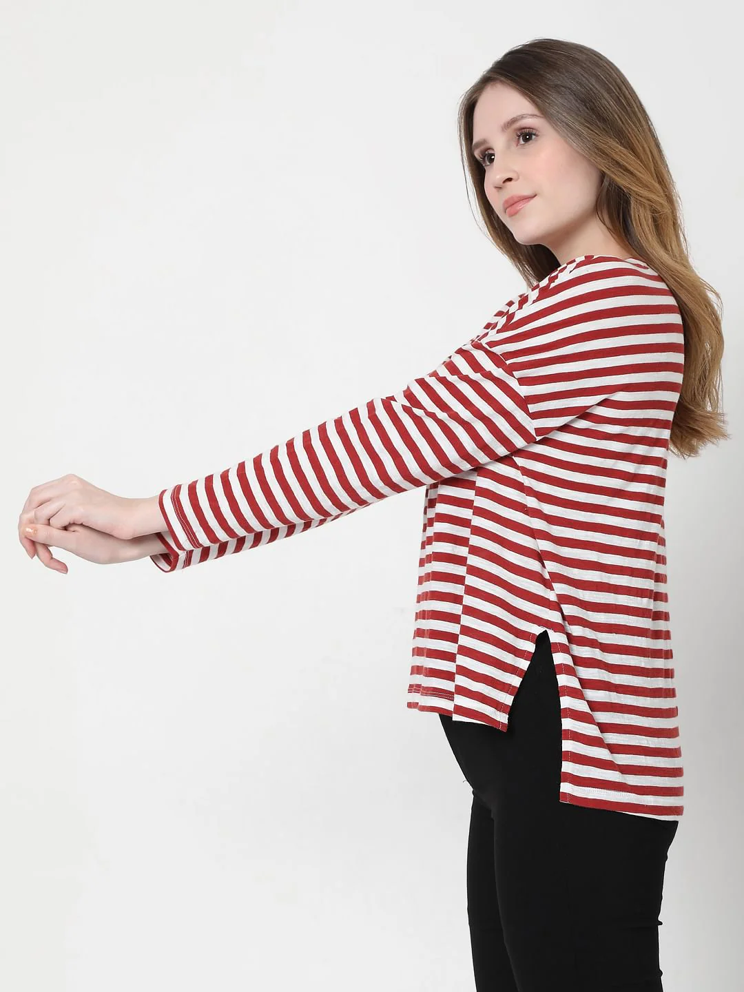 Red Oversized Striped T-Shirt - Image 3