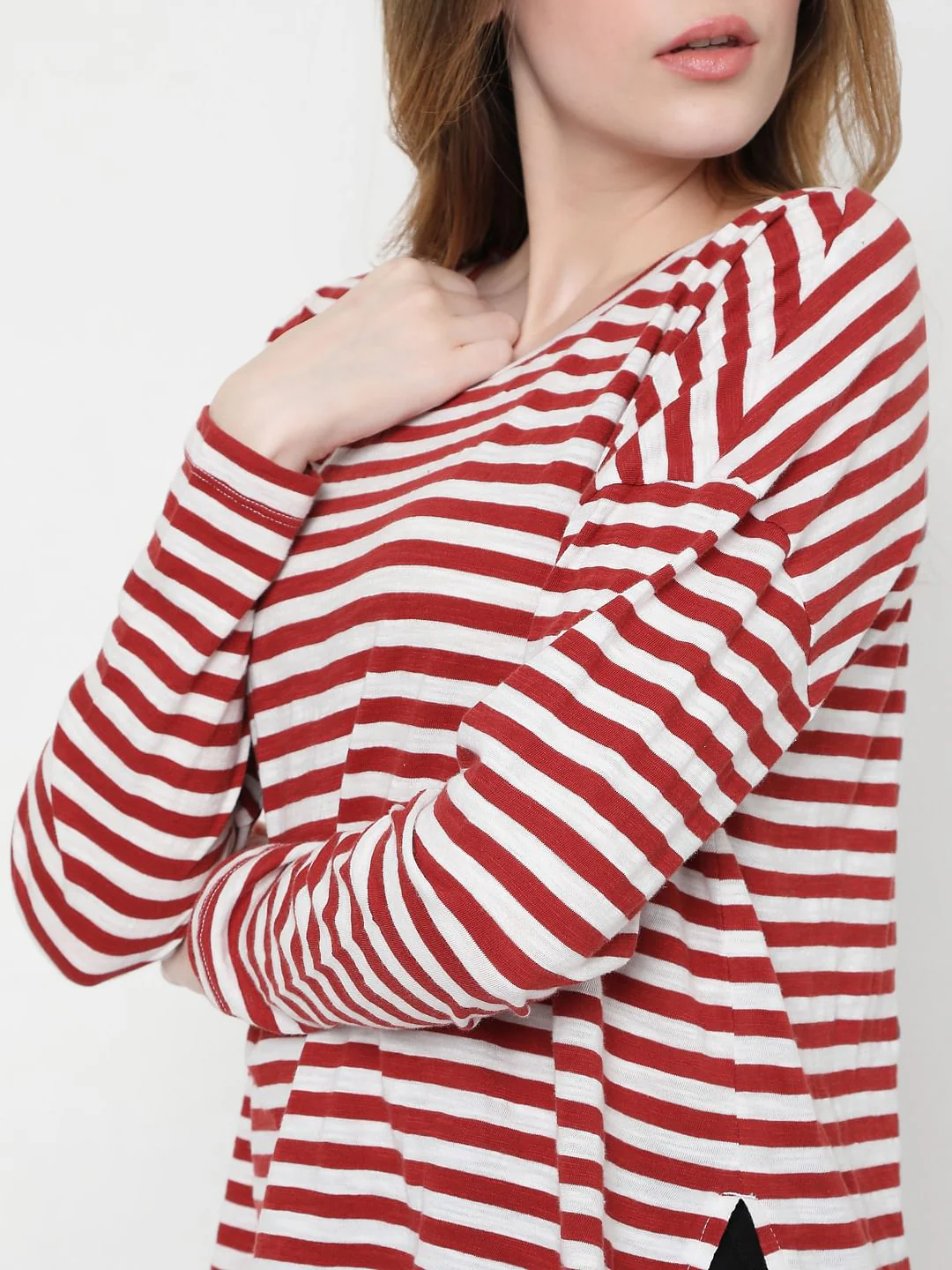 Red Oversized Striped T-Shirt - Image 6