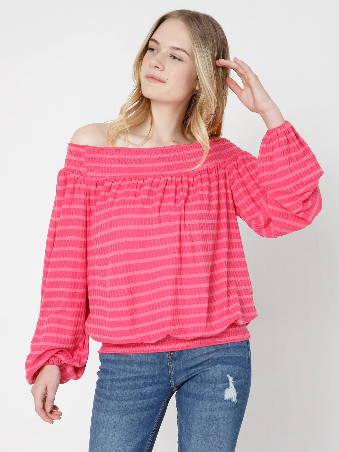 Fuschia Pink Off-Shoulder Top - Image 2