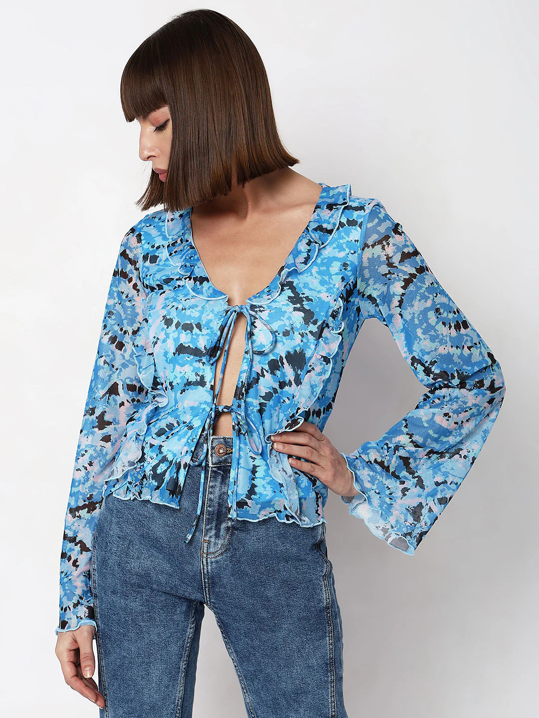 Blue Abstract Print Top - Image 2
