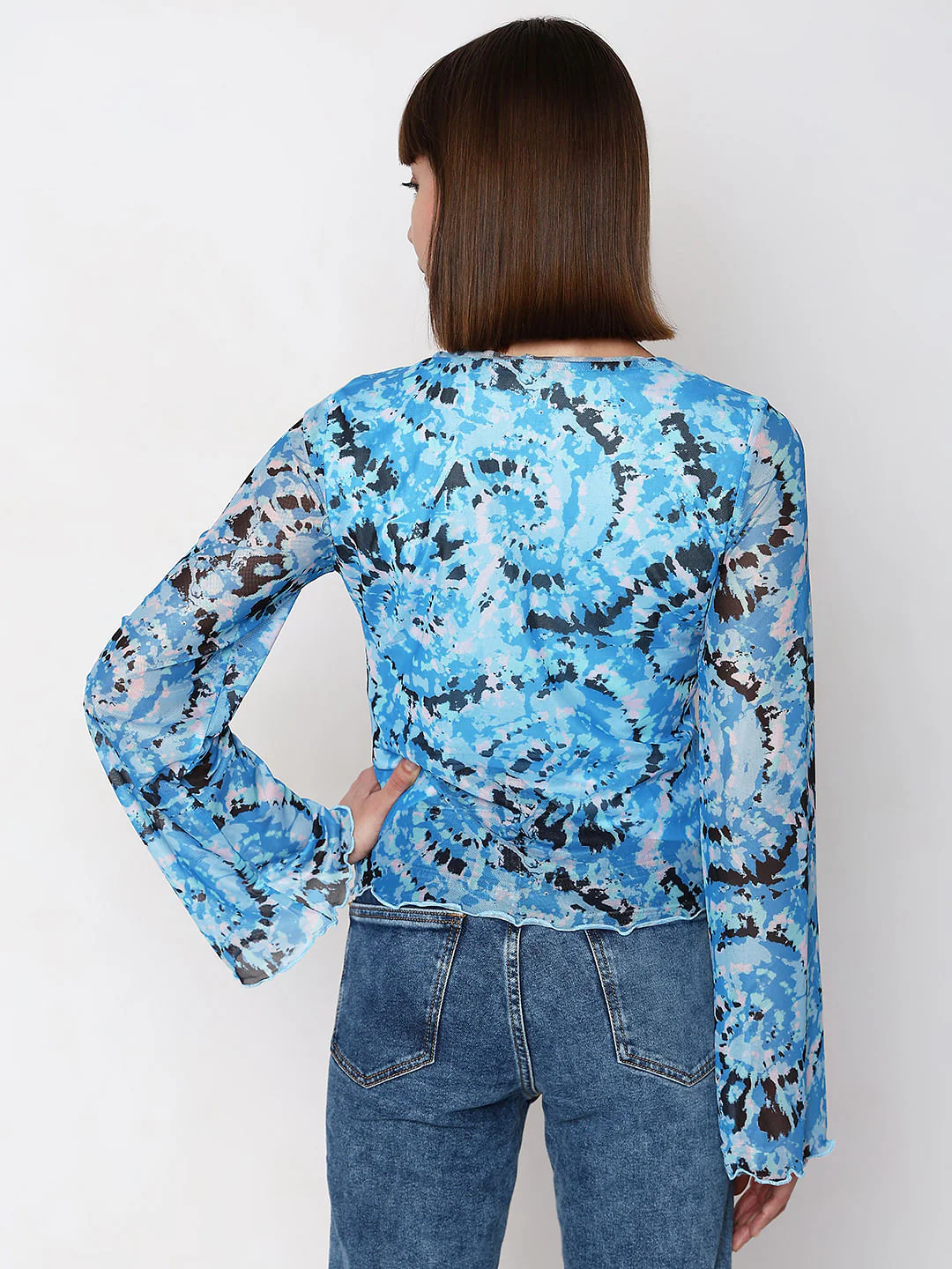 Blue Abstract Print Top - Image 4