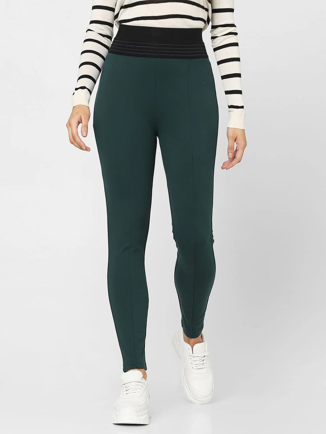 Green High Rise Skinny Fit Leggings - Image 2
