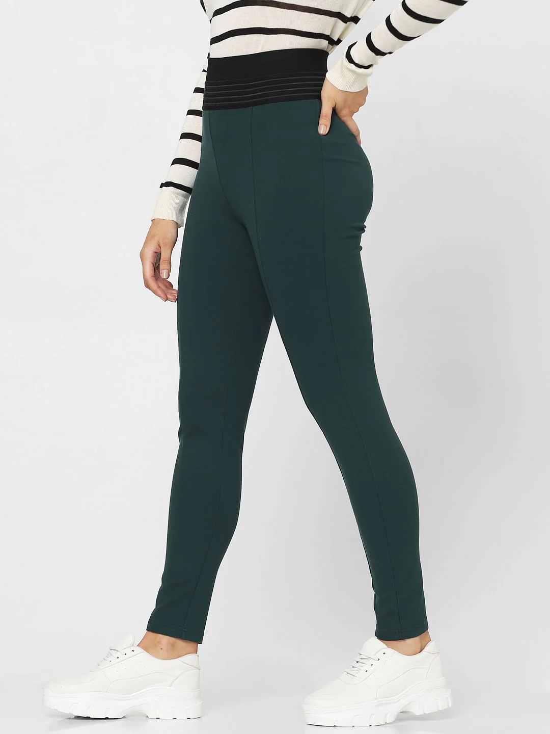 Green High Rise Skinny Fit Leggings - Image 3