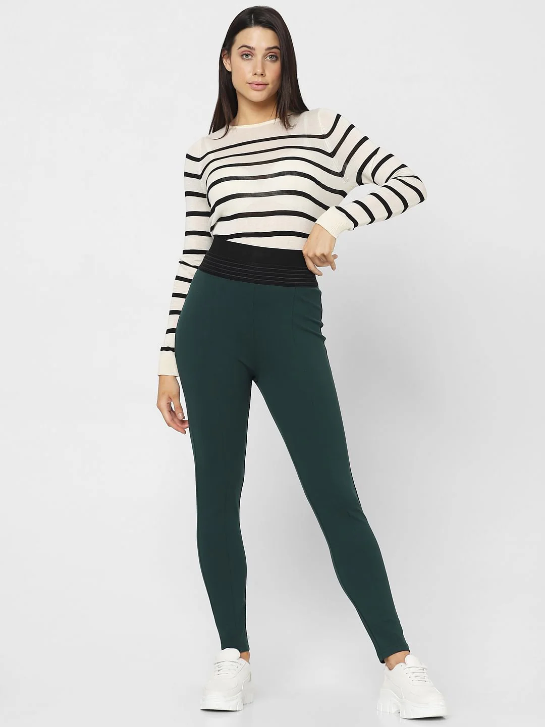 Green High Rise Skinny Fit Leggings - Image 7