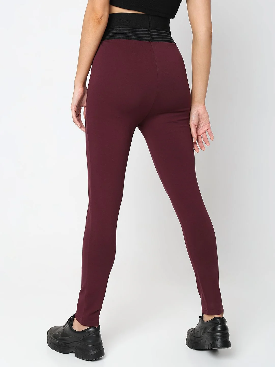 Maroon High Rise Leggings - Image 4