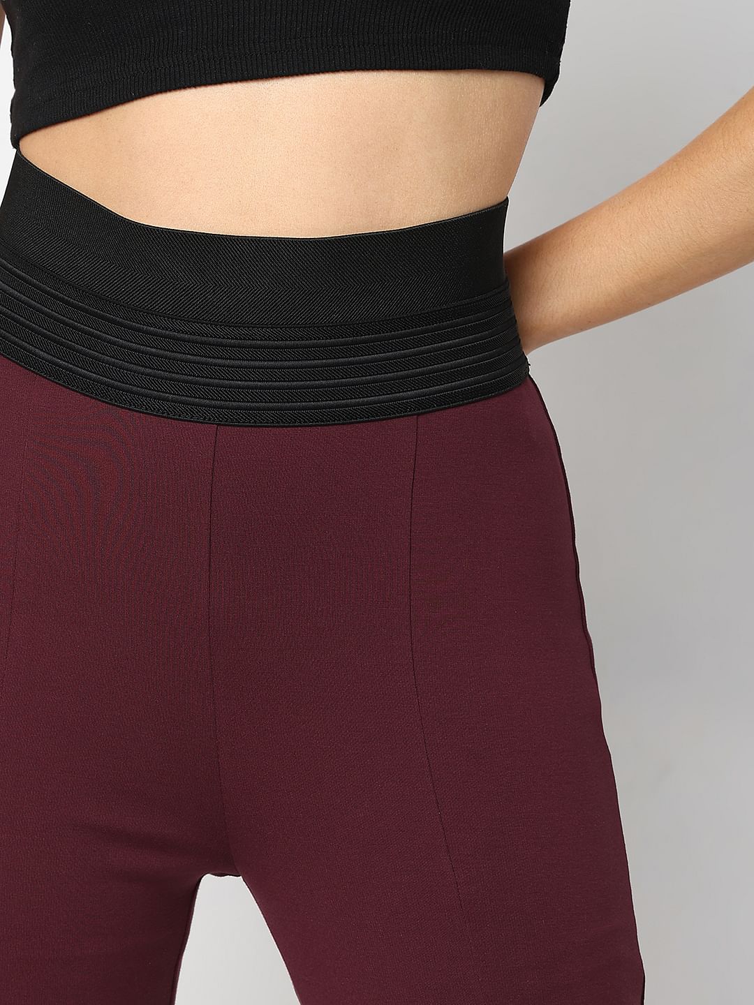 Maroon High Rise Leggings - Image 6