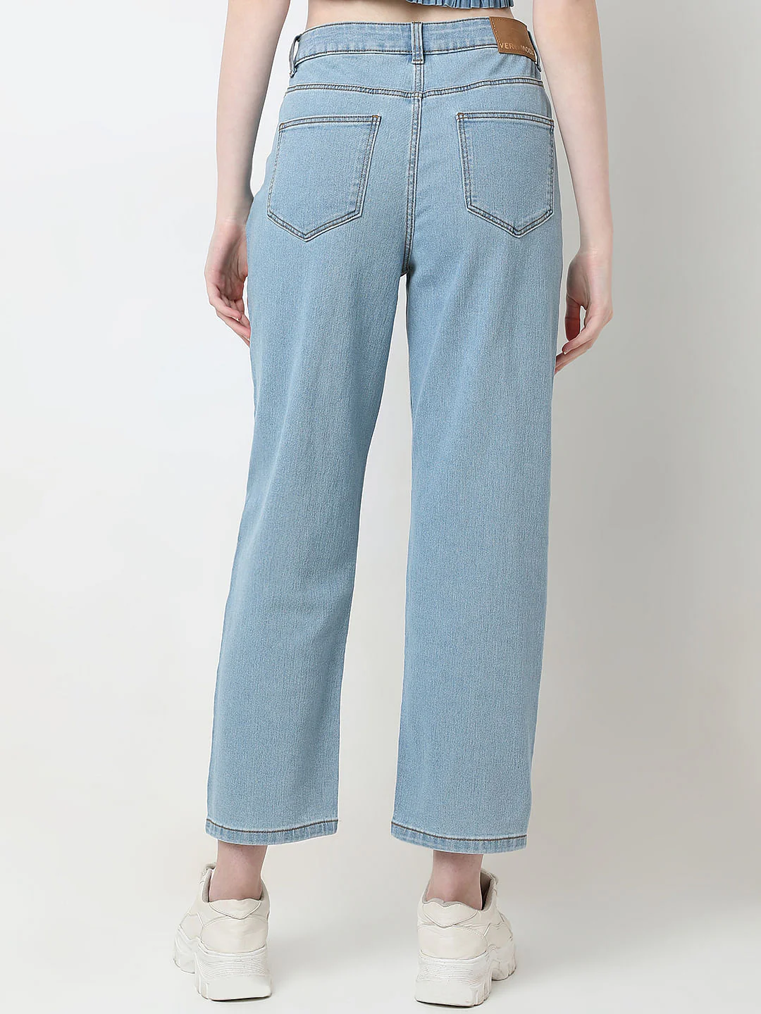 Light Blue Mid Rise Straight Fit Jeans - Image 4
