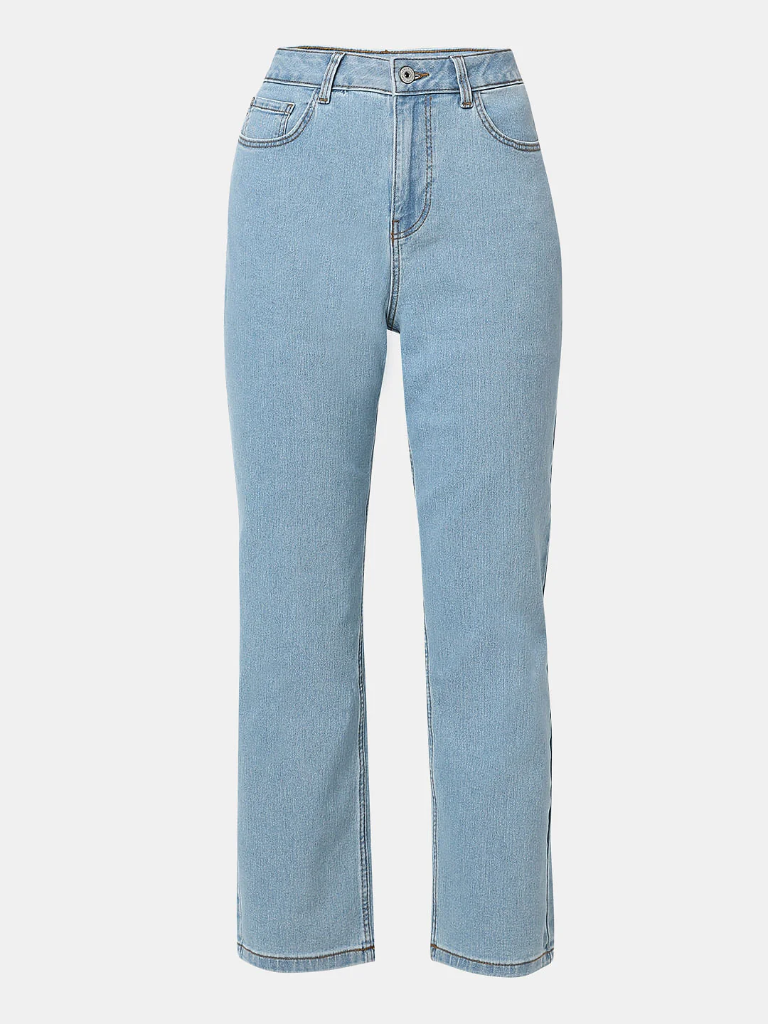 Light Blue Mid Rise Straight Fit Jeans - Image 7