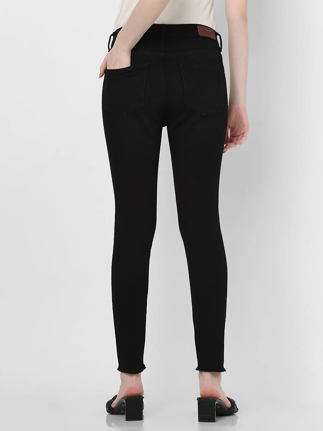 Black Mid Rise Distressed Skinny Jeans - Image 4