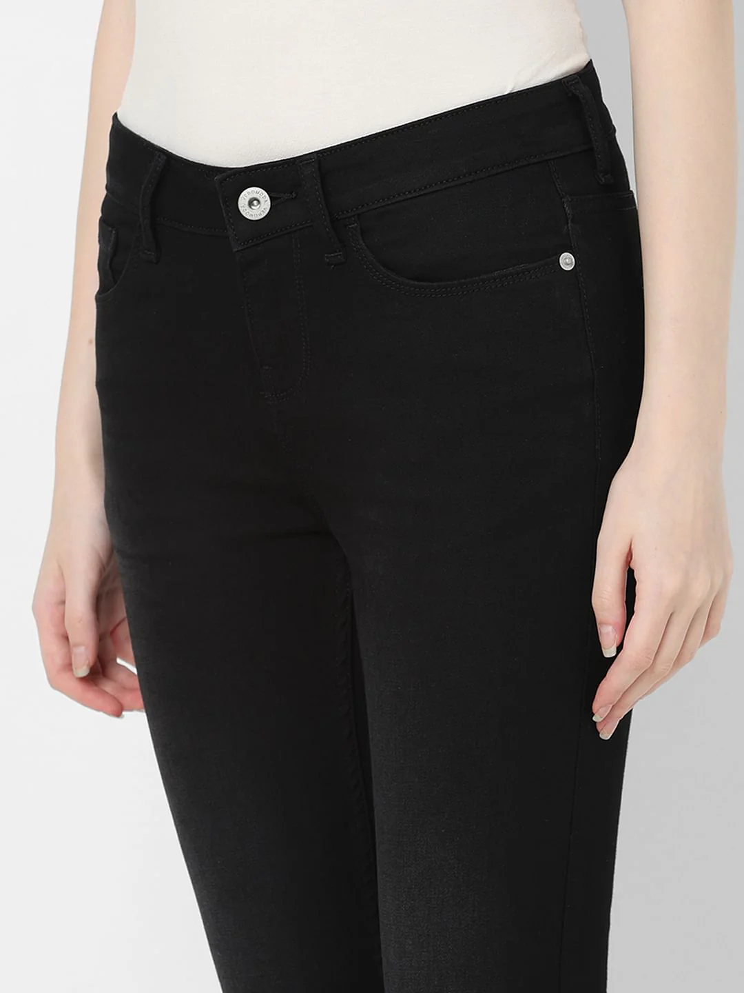 Black Mid Rise Distressed Skinny Jeans - Image 6