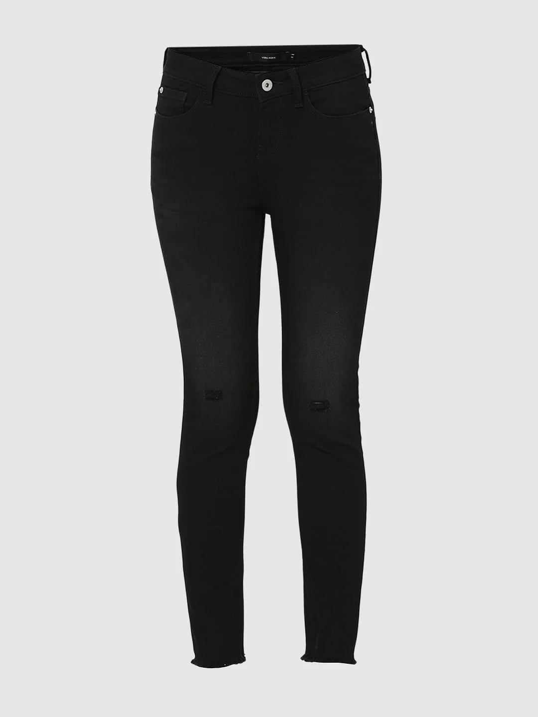 Black Mid Rise Distressed Skinny Jeans - Image 7