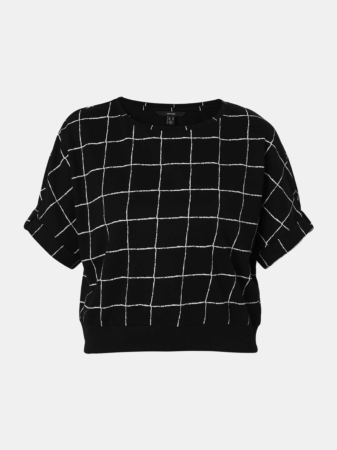 Black Grid Print Top - Image 7