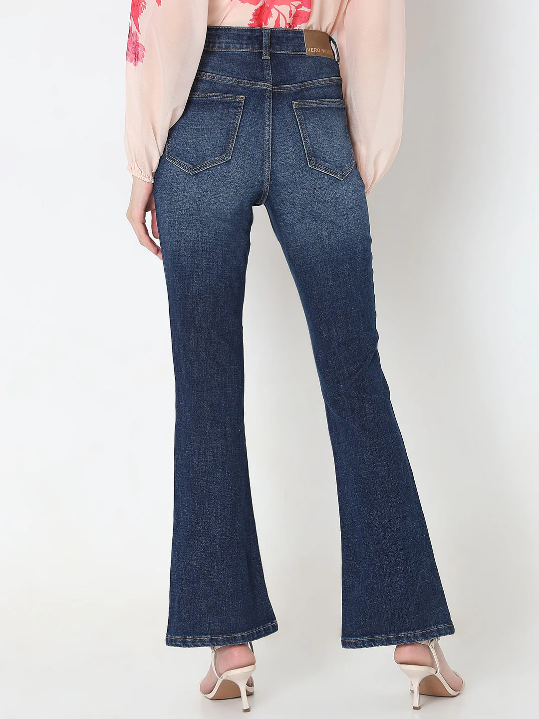 Dark Blue High Rise Flared Jeans - Image 4