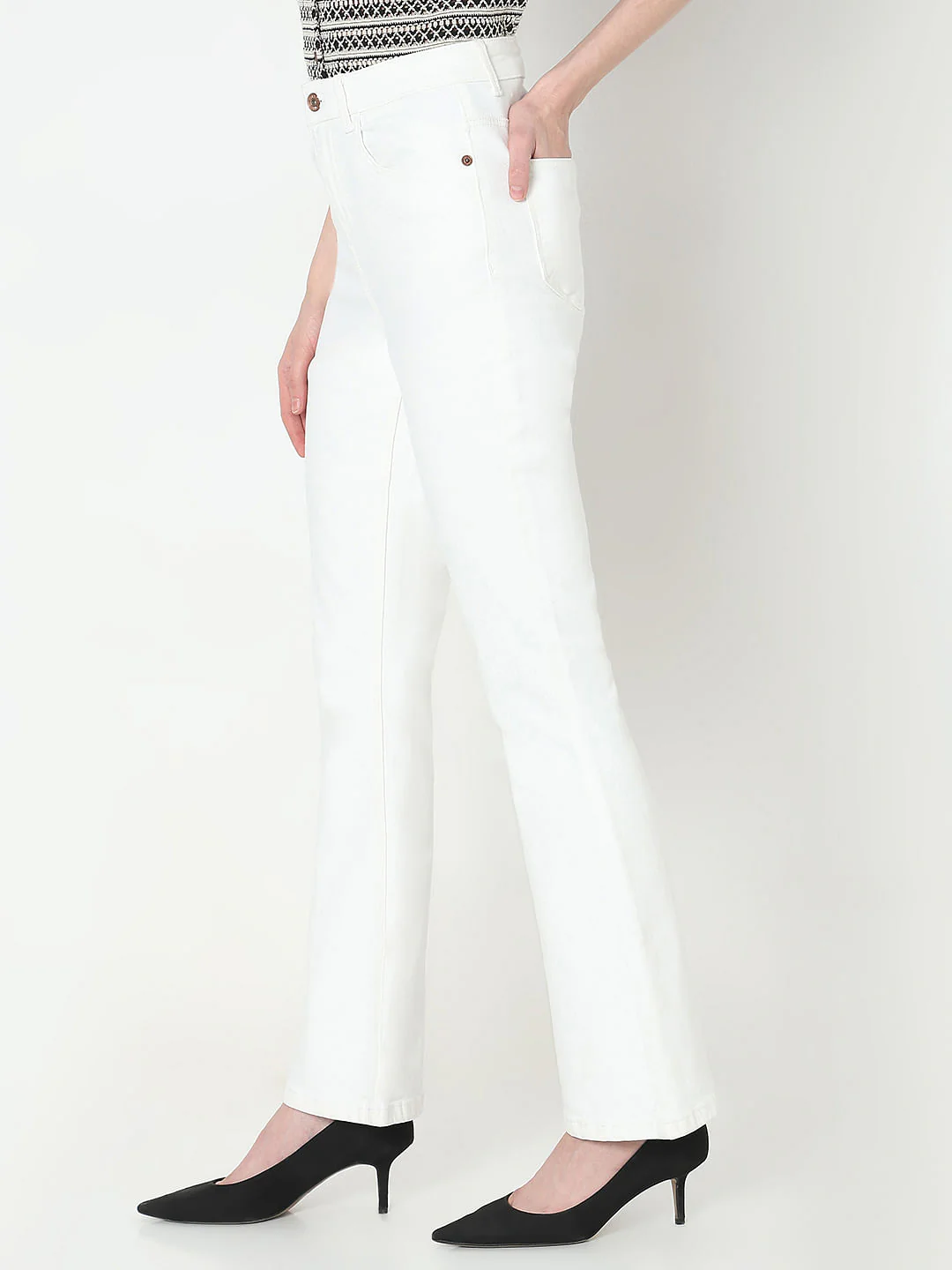 White High Rise Bootcut Jeans - Image 3