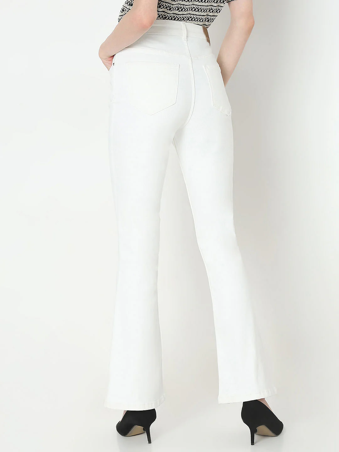 White High Rise Bootcut Jeans - Image 4