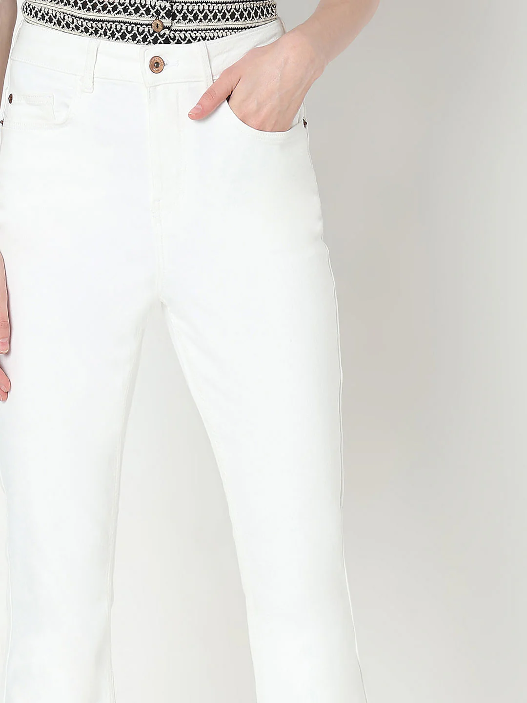 White High Rise Bootcut Jeans - Image 6