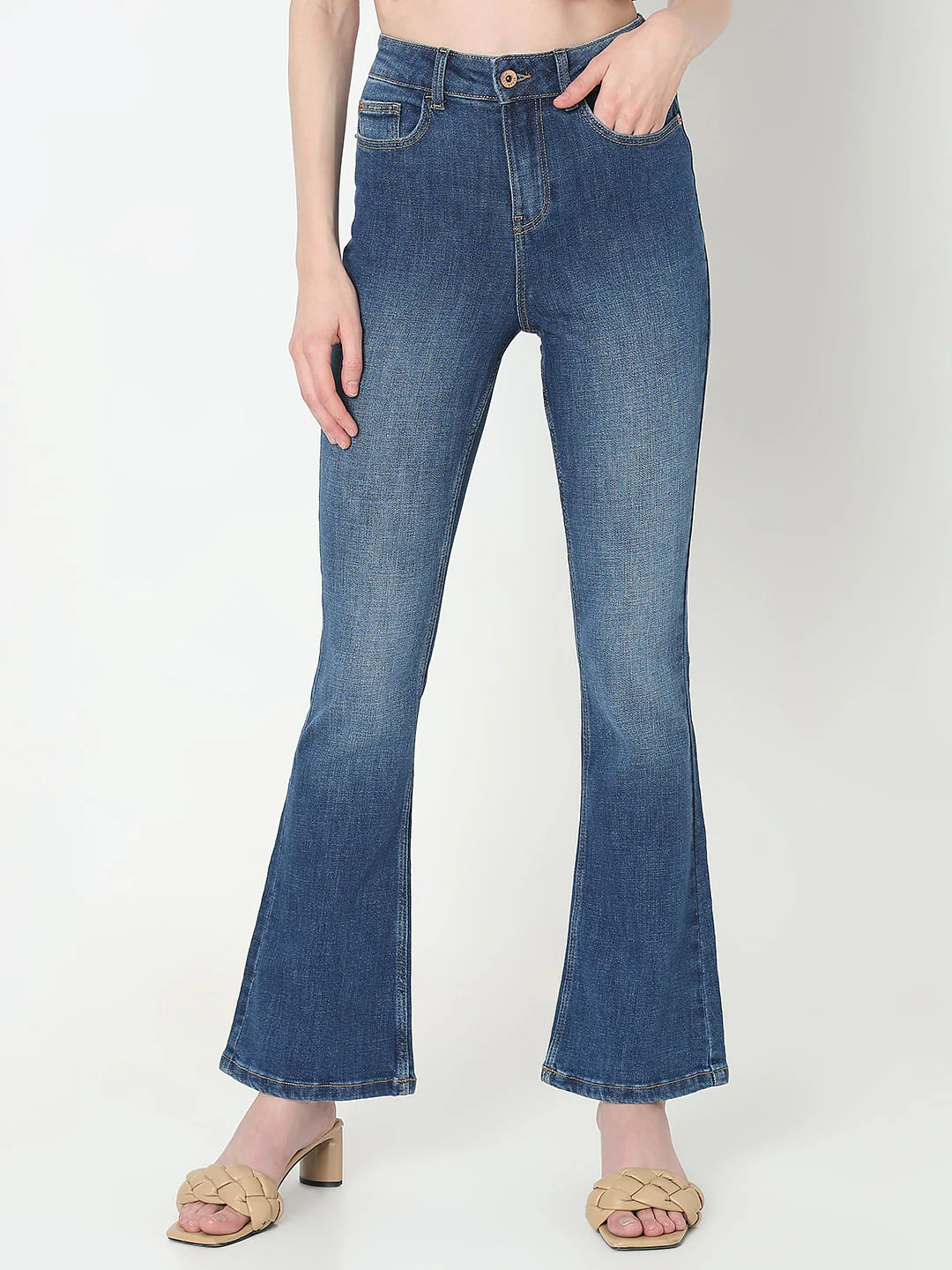 Blue High Rise Bootcut Jeans - Image 2