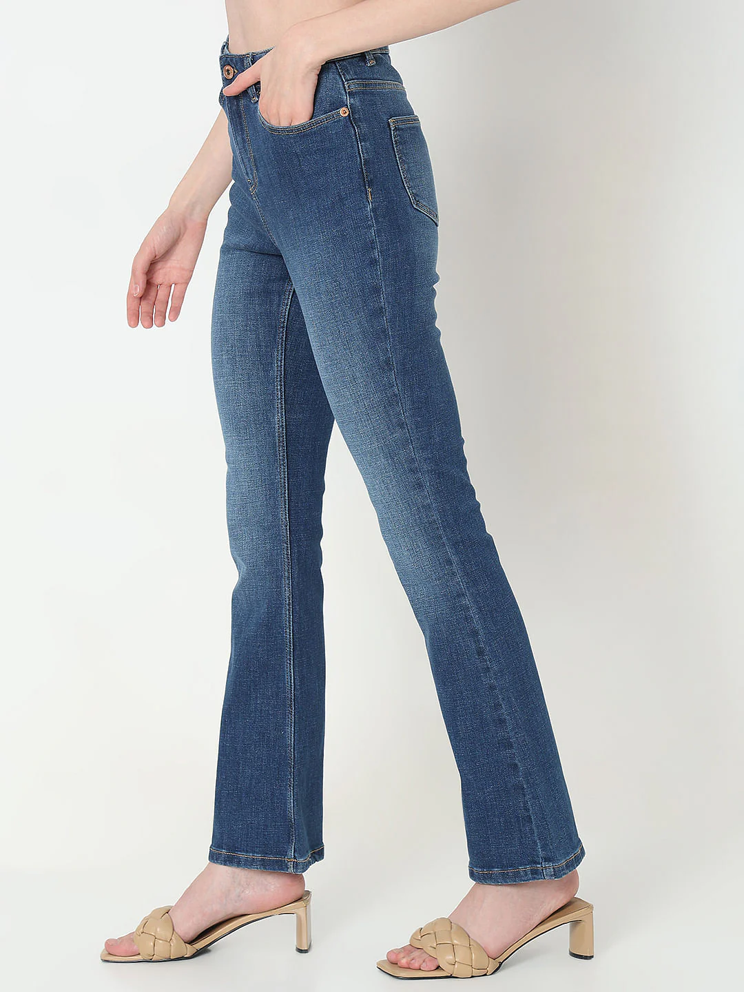 Blue High Rise Bootcut Jeans - Image 3