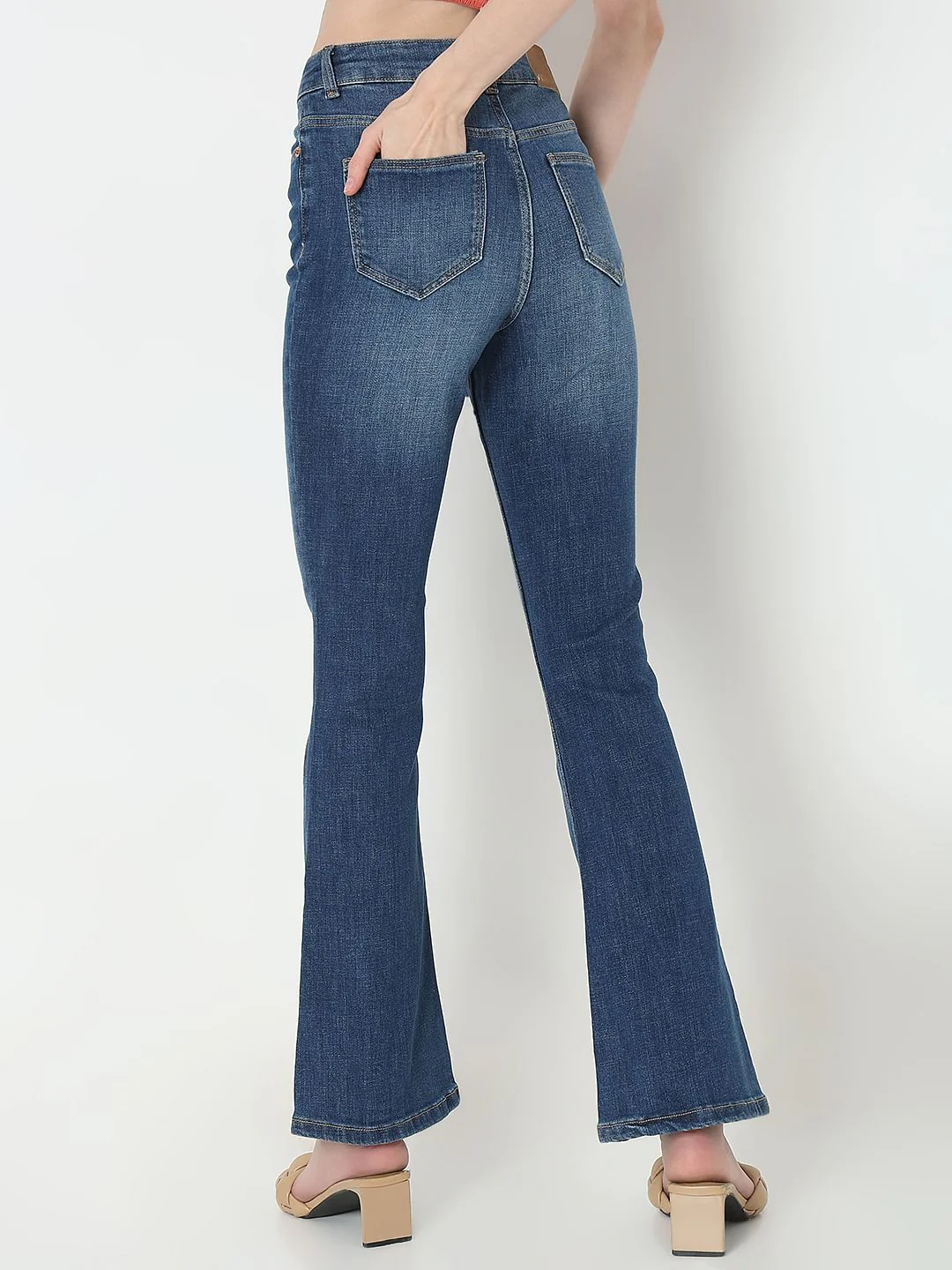 Blue High Rise Bootcut Jeans - Image 4