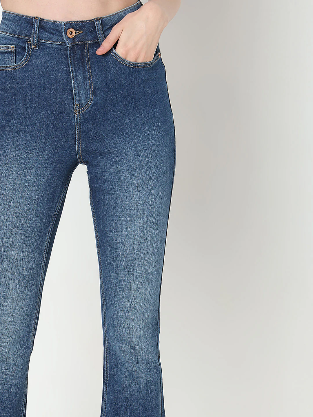 Blue High Rise Bootcut Jeans - Image 6