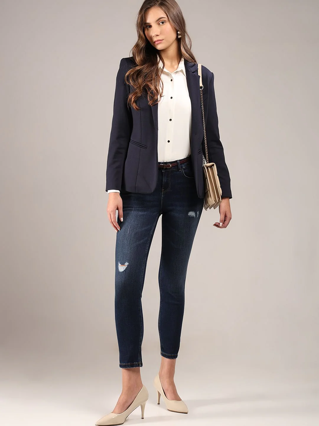 Dark Blue Mid Rise Wendy Skinny Jeans