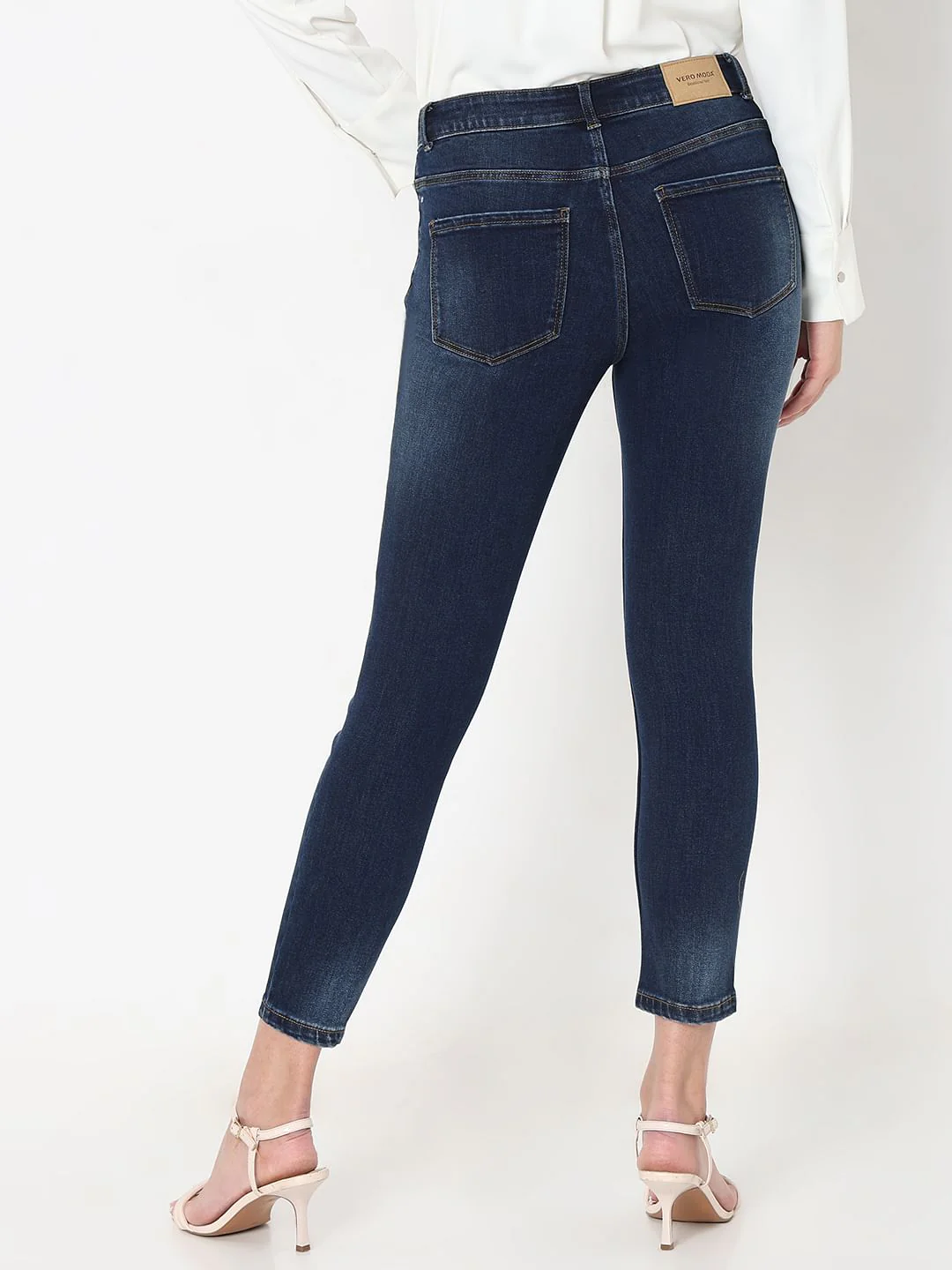 Dark Blue Mid Rise Wendy Skinny Jeans - Image 4