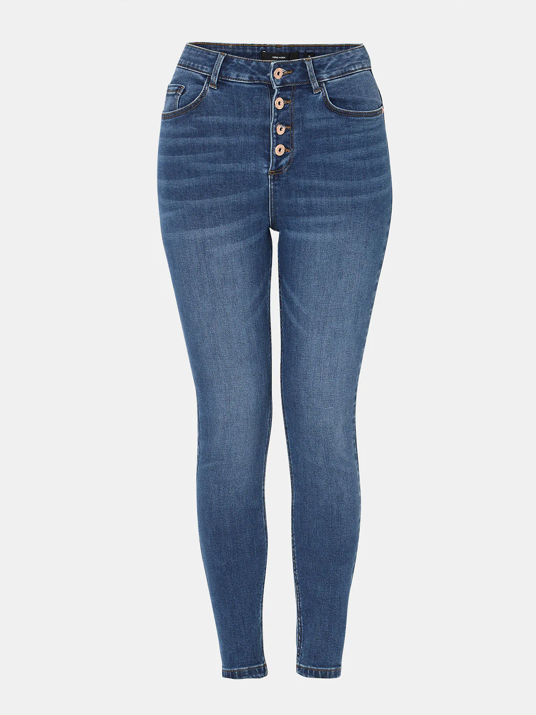 Blue High Rise Buttoned Wendy Skinny Jeans - Image 7