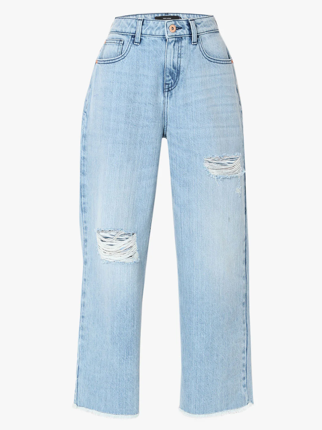 Light Blue High Rise Ripped Zoey Wide-Leg Jeans - Image 7